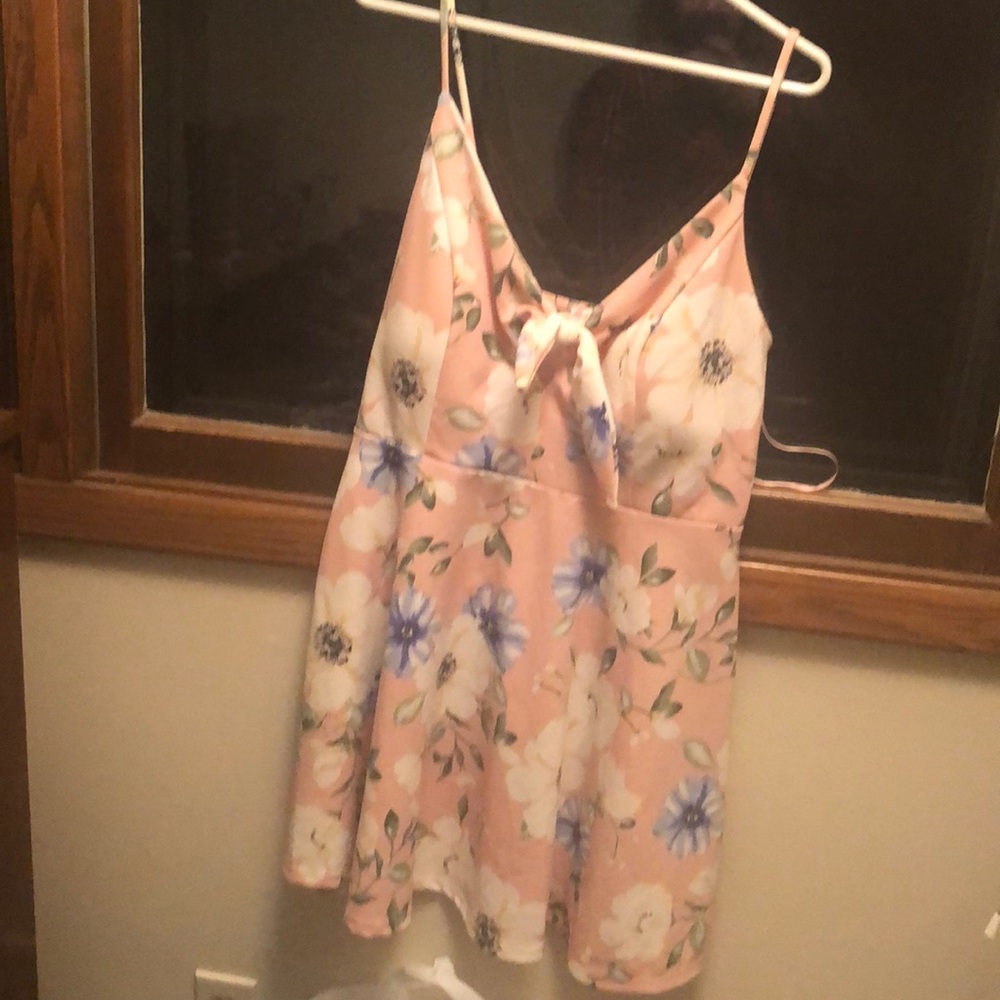 Pink fit and flare floral dress